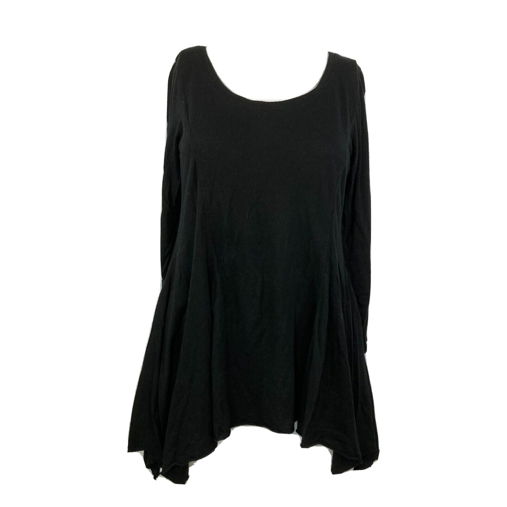 T.la Anthropologie Shirt Women Sz S Black Pullover Top Cotton Asymmetrical Tunic